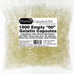 1000 EMPTY GELATIN CAPSULES SIZE 00 BULK Kosher Halal 1,000 Gel Caps Pure USA